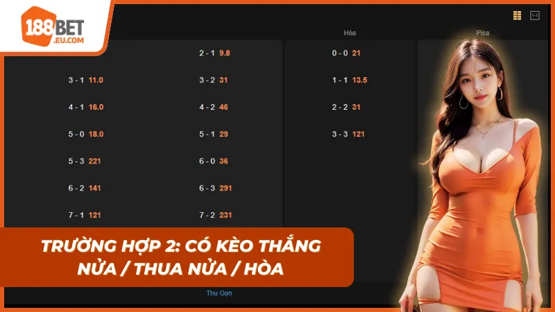 Cách tính xiên bóng đá với trường hợp thắng/thua nửa